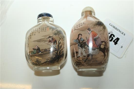 Two Chinese inside-painted glass snuff bottles, 20th century, Richards no.s 70 and 263
